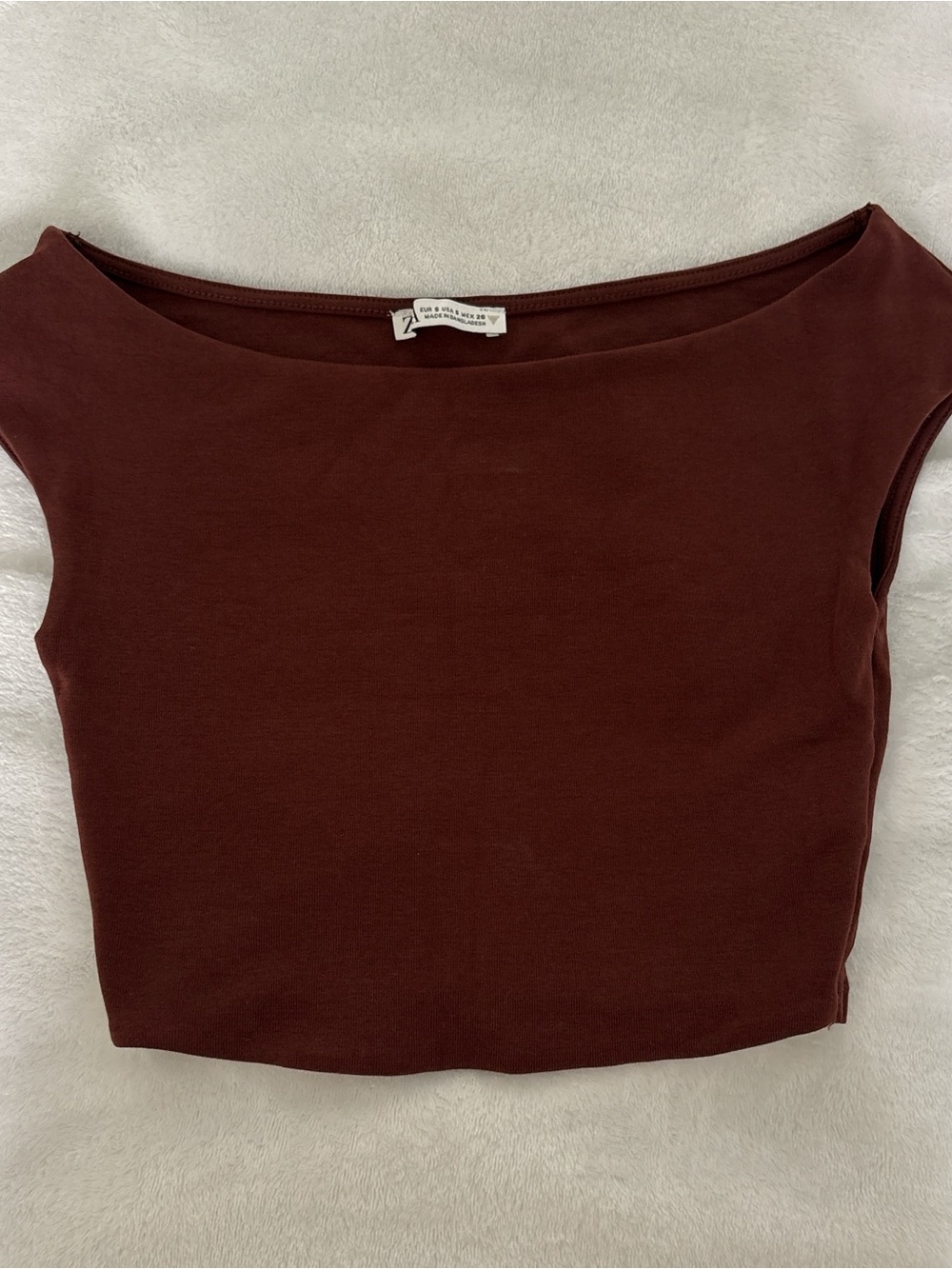 Zara Brown Boat Neck Crop Top